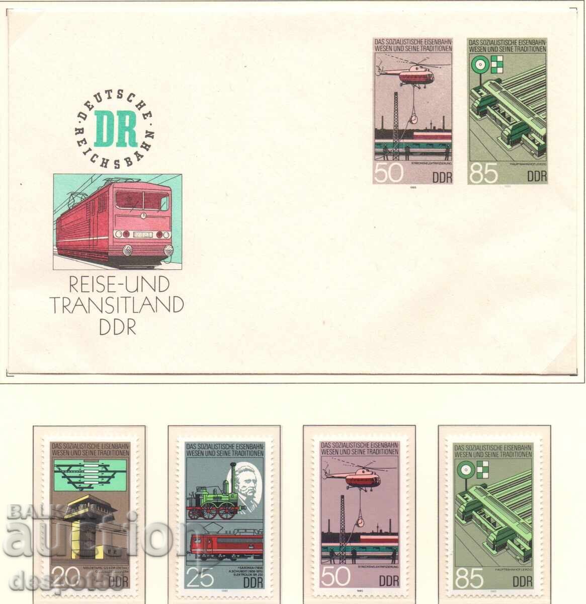 1985. GDR. 150 Years of German Railways + Envelope