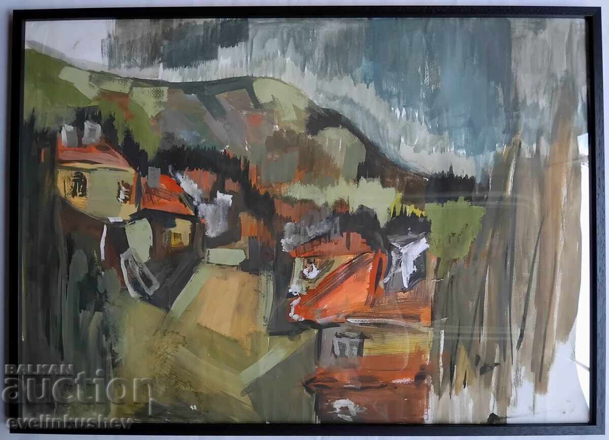 Acuarelă veche de maestru pictată cu acuarele pe carton - 6 Acuarelă veche de maestru pictată cu acuarele pe carton - 6