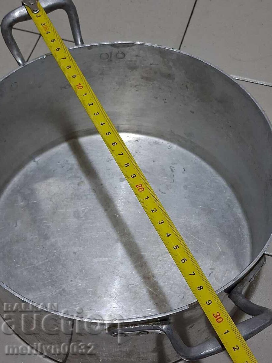 Old branded pot with lid, aluminum, 40s, kitchenware - 5