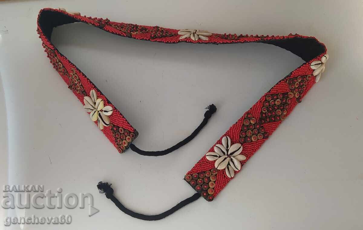 Centură vintage cu mărgele roșii coral - 6