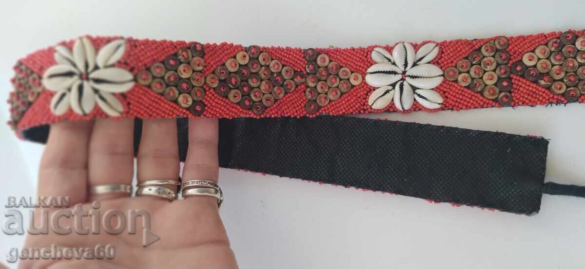 Винтидж колан с коралови червени мъниста - 7