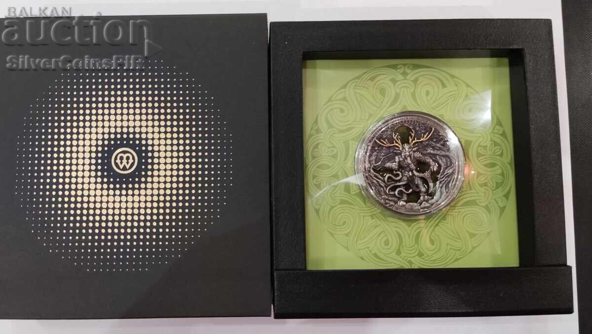 Silver 2 oz Cernunnos Ancient Gods 5 Dollars Niue Islands - 5 Silver 2 oz Cernunnos Ancient Gods 5 Dollars Niue Islands - 5