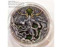 Silver 2 oz Cernunnos Ancient Gods 5 Dollars Niue Islands