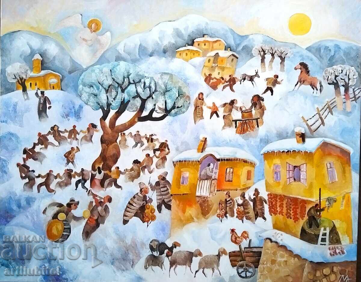 Milcho Spasov (1950-2023) - large painting 80 x 100 cm