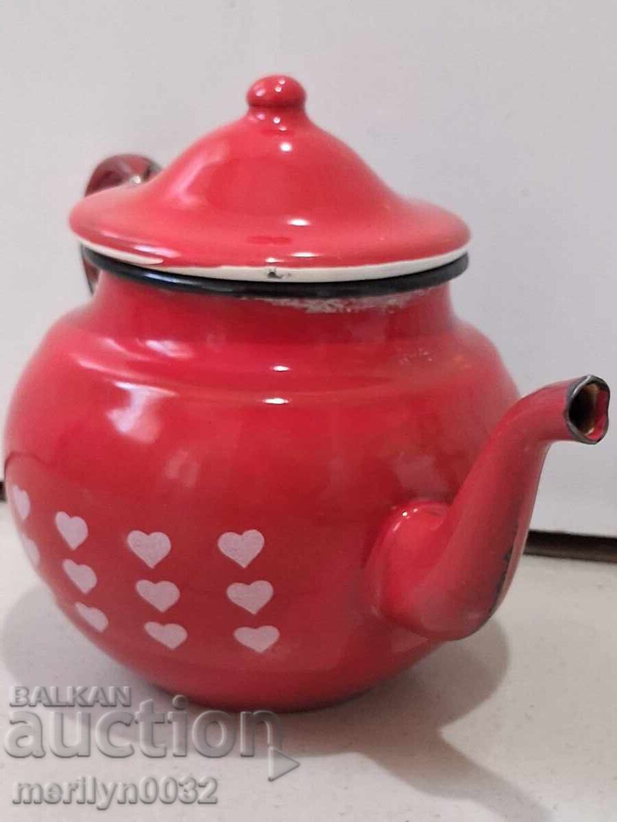 Auction  Enamel pot, teapot, pitcher, jug, early social NRB