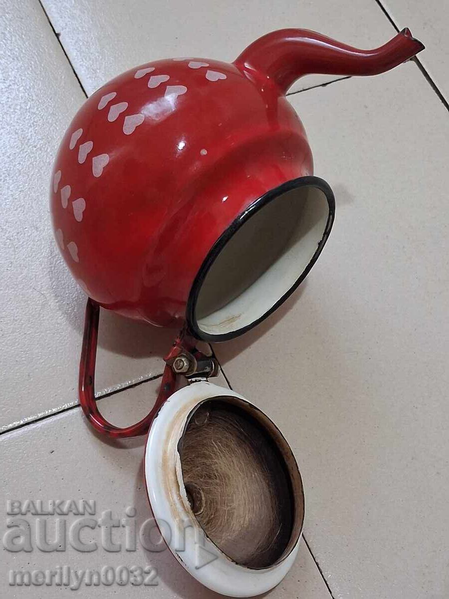 Enamel pot, teapot, pitcher, jug, early social NRB - 5