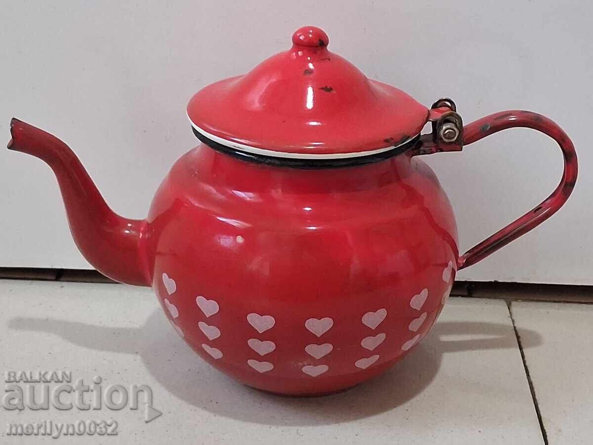 Enamel pot, teapot, pitcher, jug, early social NRB