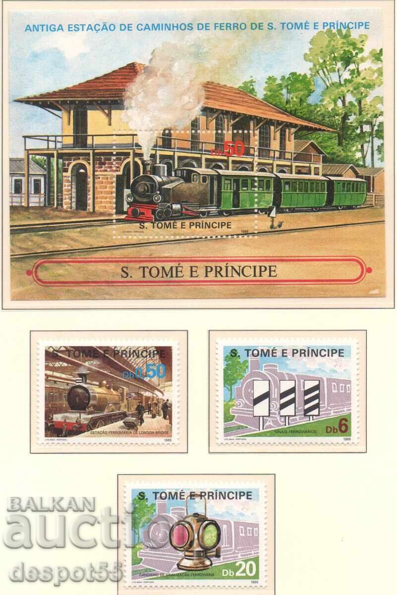 1986. Σάο Τομέ και Πρίνσιπε. Σιδηροδρομικές γραμμές + Μπλοκ 1986. Σάο Τομέ και Πρίνσιπε. Σιδηροδρομικές γραμμές + Μπλοκ