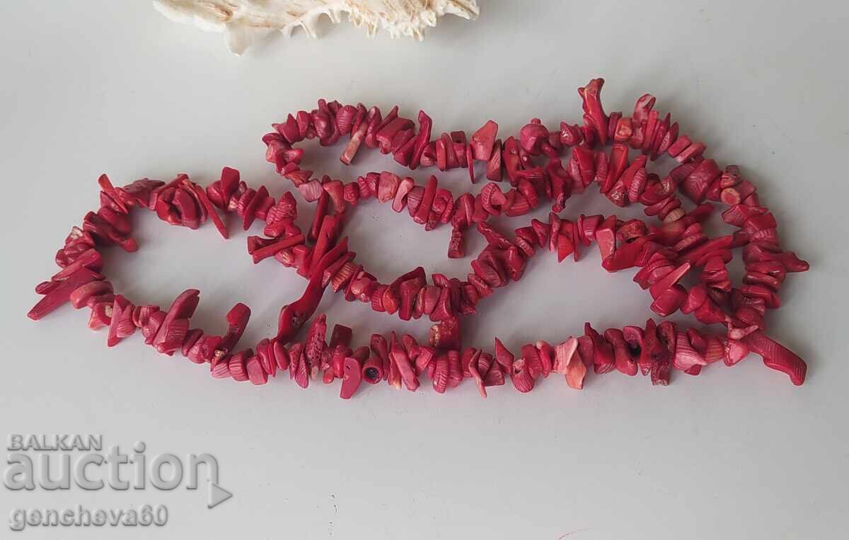 Necklace made of natural red coral