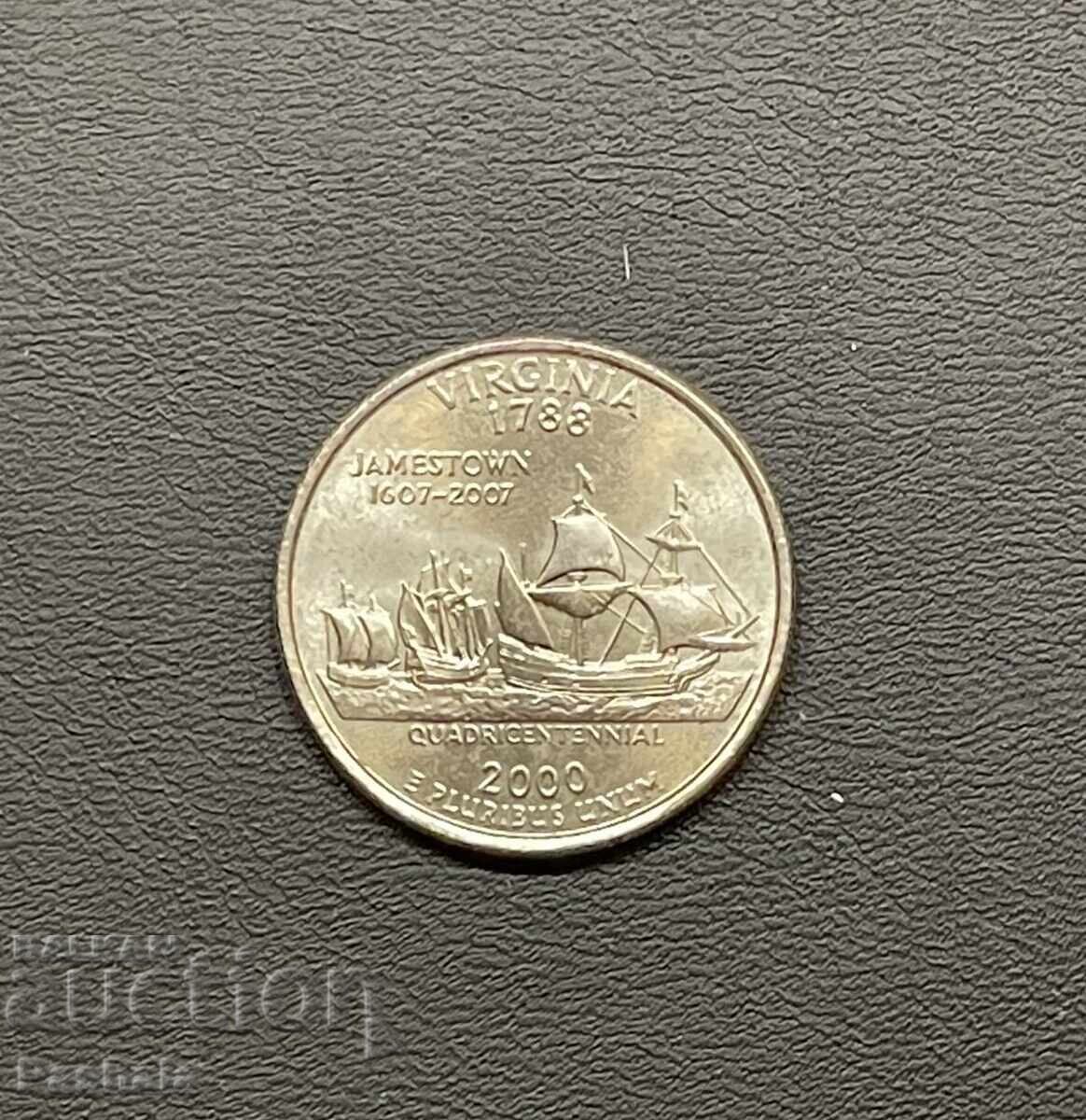 САЩ 25 цент 2000 г. VIRGINIA