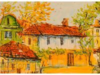 Boris Tsanov, tablou în ulei, peisaj rural