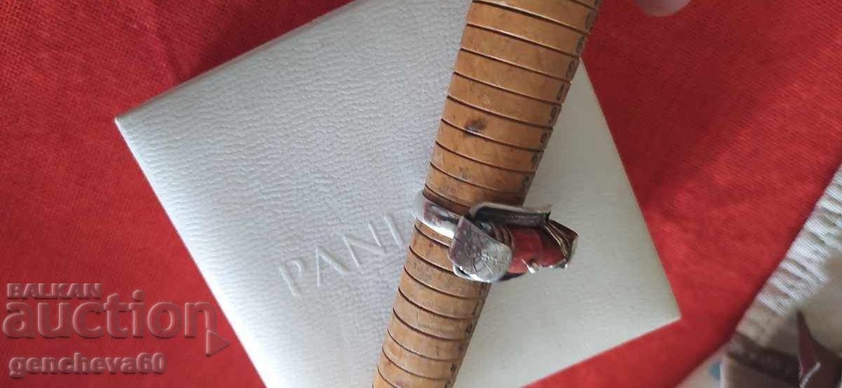 Gorgeous silver ring with red coral with price 130.00 BGN | € 66.47