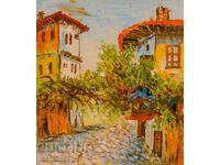 Boris Tsanov, tablou în ulei, peisaj "Koprivshtitsa"