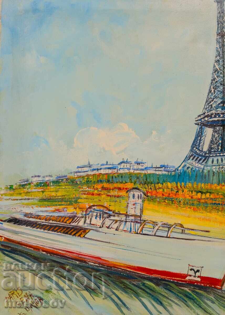 Boris Tsanov Oil Painting, Landscape of Paris with price 350.00 BGN | € 178.95