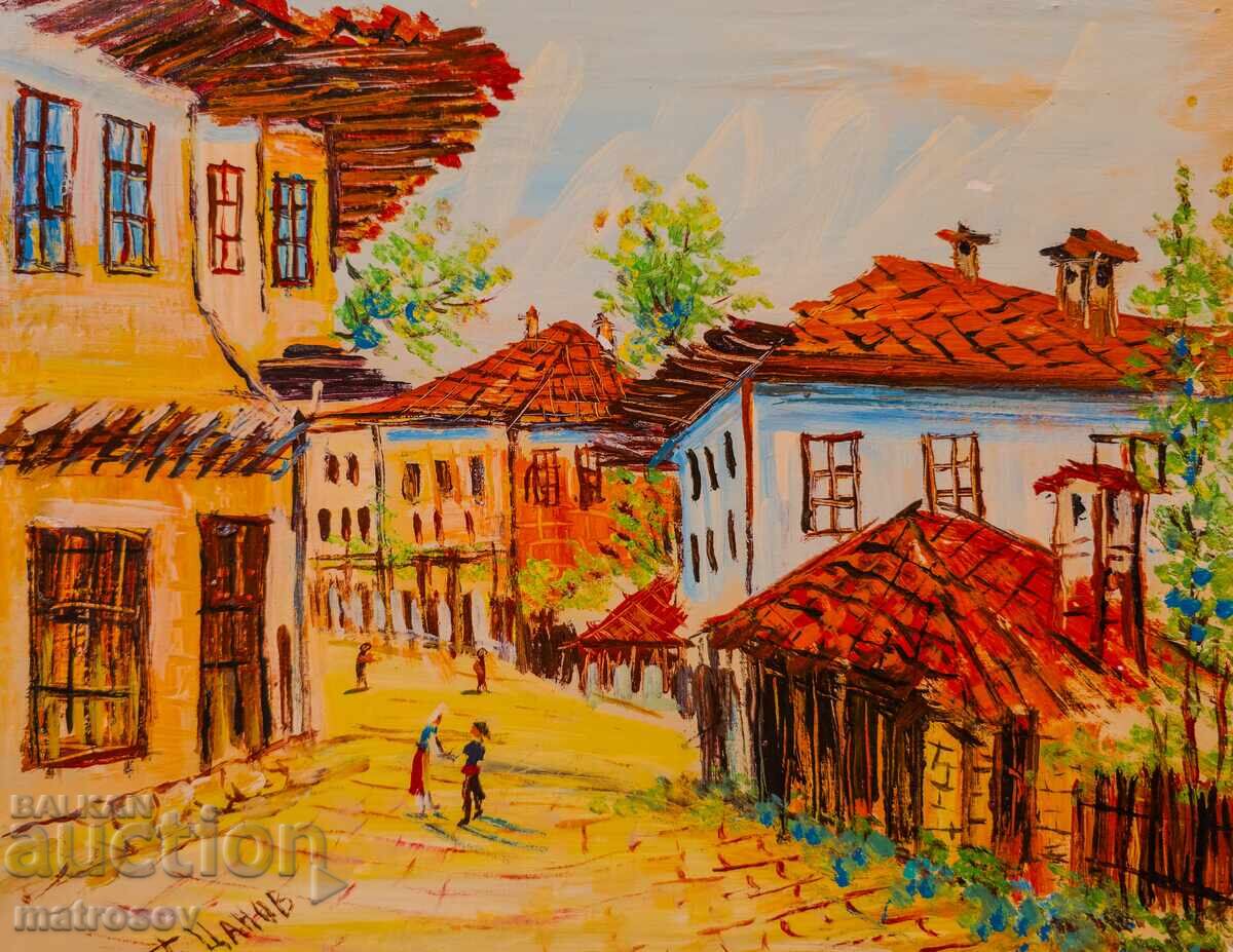 Auction  Boris Tsanov, oil painting, rural landscape