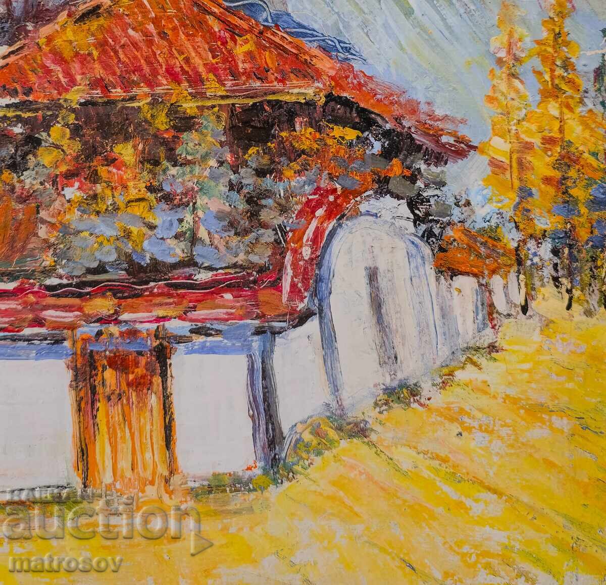 Μπόρις Τσάνοφ, ελαιογραφία, τοπίο με σπίτι - 5