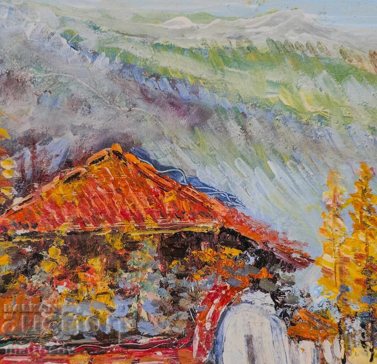 Μπόρις Τσάνοφ, ελαιογραφία, τοπίο με σπίτι - 6