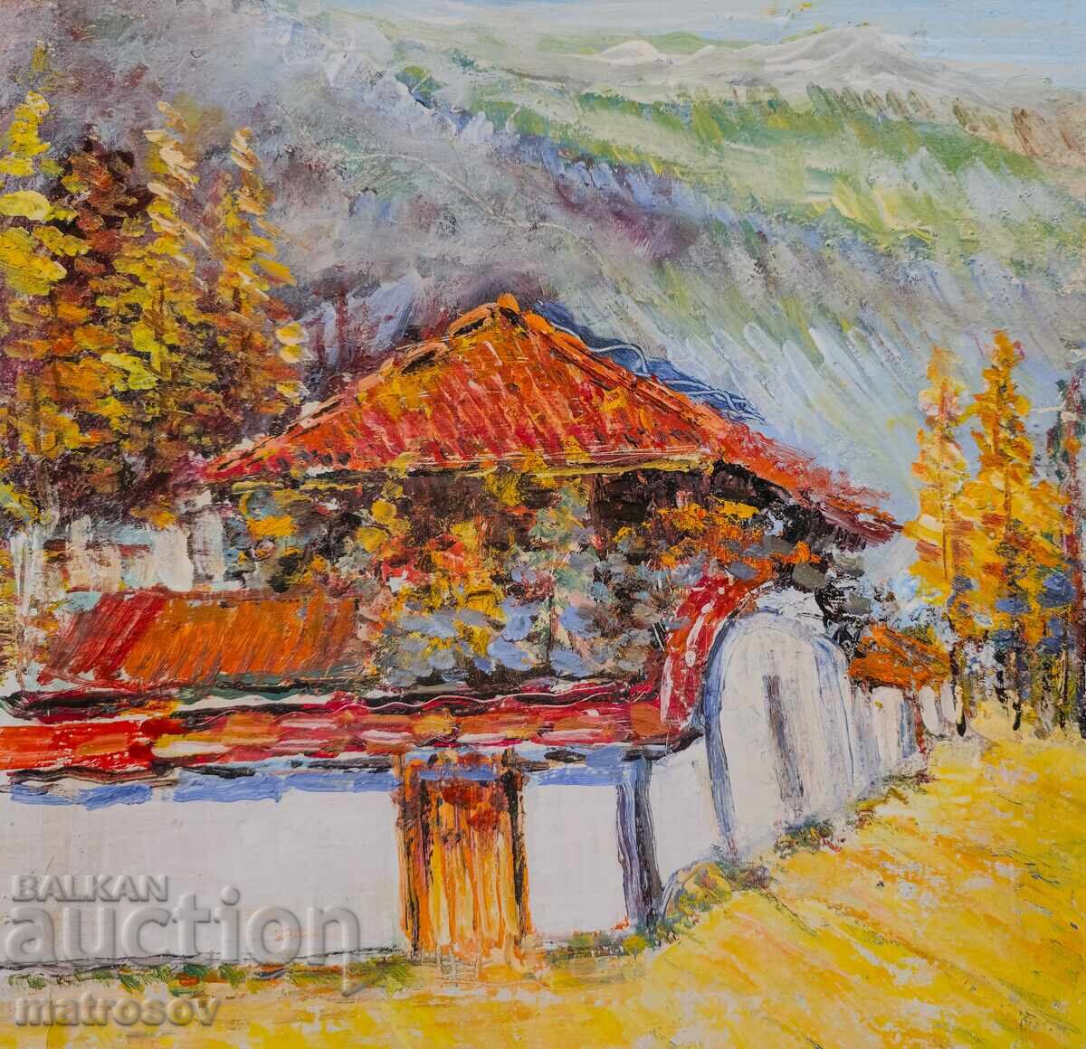 Μπόρις Τσάνοφ, ελαιογραφία, τοπίο με σπίτι