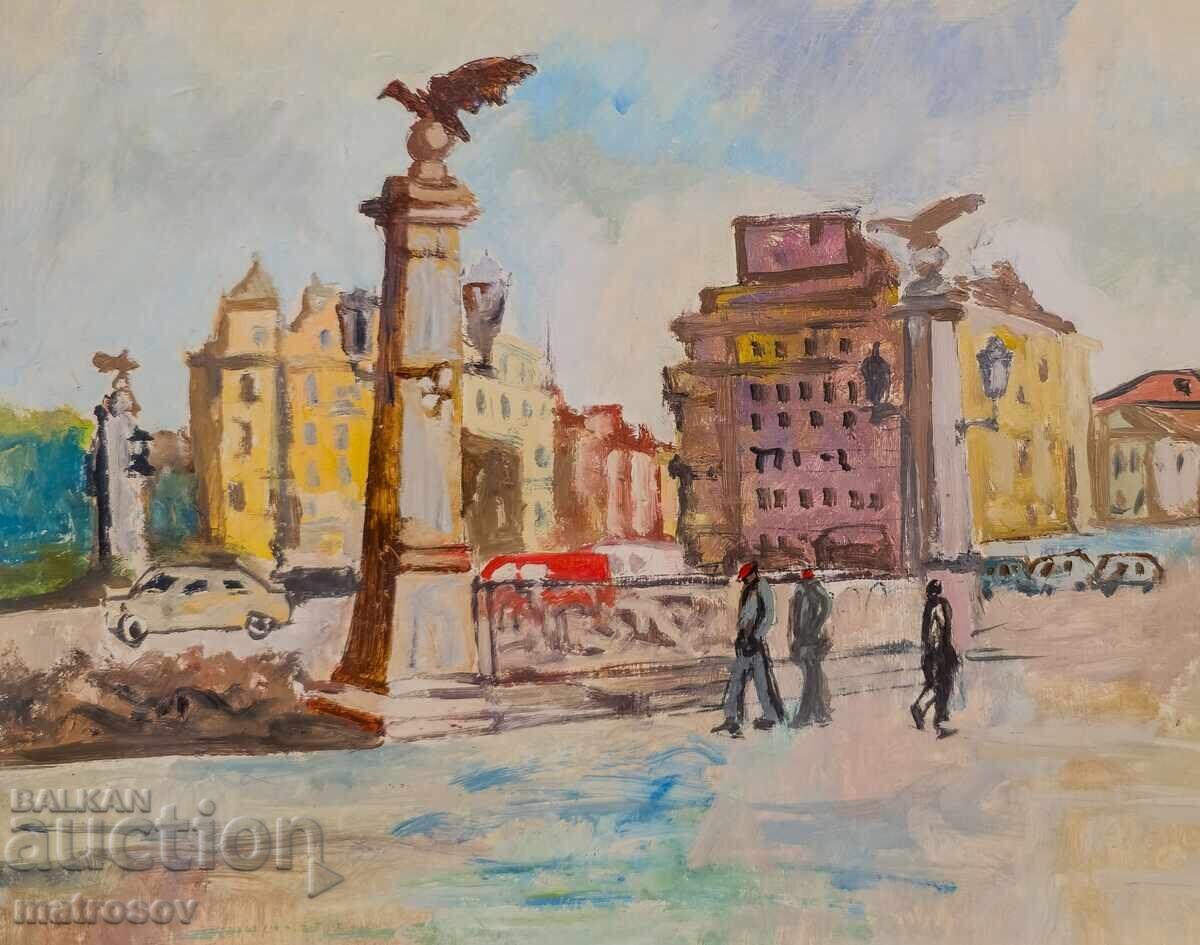 Delivery of Petar Nenov, Cityscape, Oil on Canvas "Eagles' Bridge"