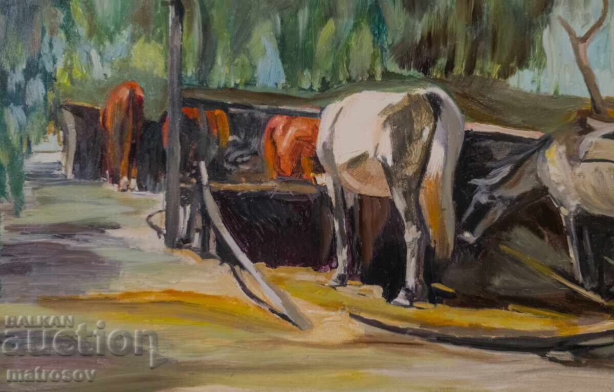 Παράδοση Πέταρ Νένοφ, τοπίο με άλογα, ελαιογραφίες