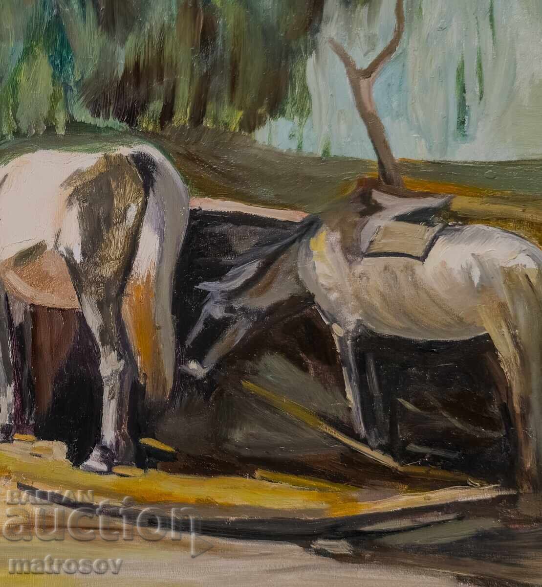 Πέταρ Νένοφ, τοπίο με άλογα, ελαιογραφίες - 5