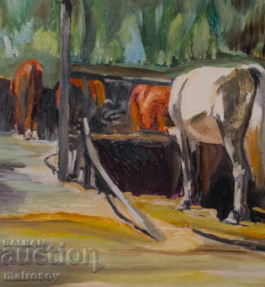 Πέταρ Νένοφ, τοπίο με άλογα, ελαιογραφίες - 6