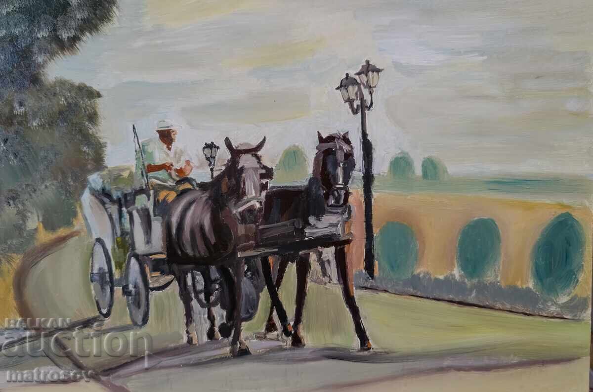 Πέταρ Νένωφ, τοπίο με άμαξα, ελαιογραφία