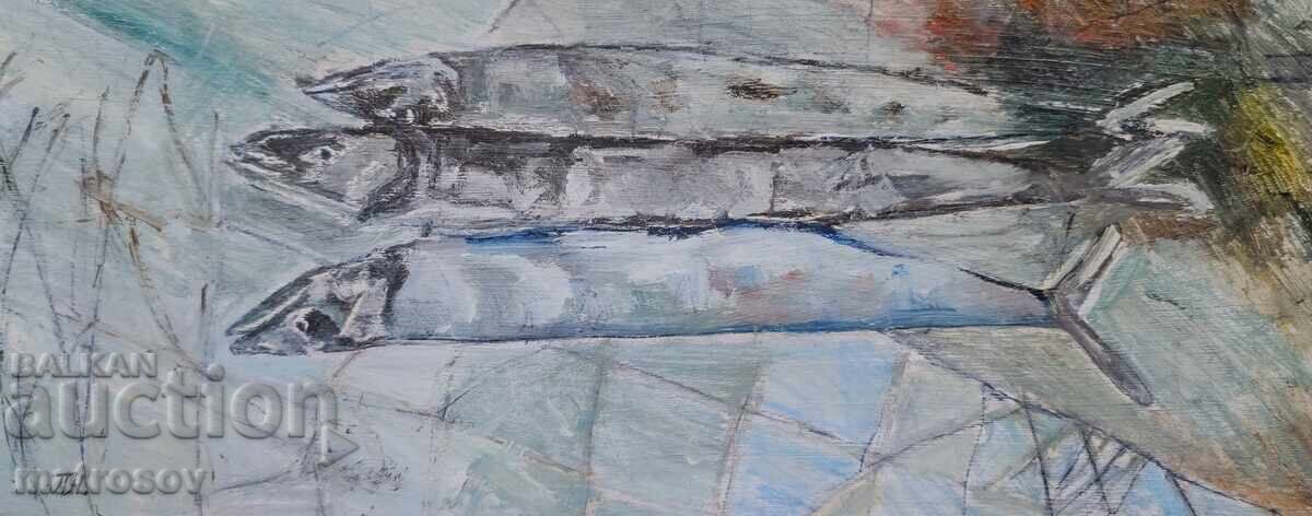 Πέταρ Νένοφ, ελαιογραφίες, ψάρια με τιμή 280.00 BGN | € 143.16