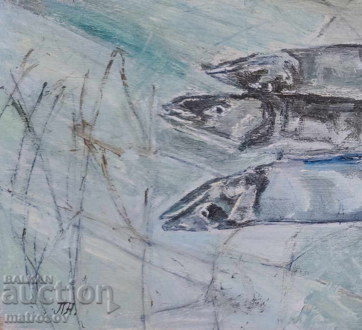 Παράδοση Πέταρ Νένοφ, ελαιογραφίες, ψάρια