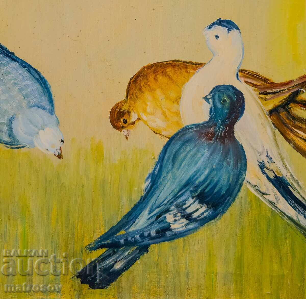 Μπόρις Τσάνοφ πίνακας ζωγραφικής με λάδι, τοπίο με πουλιά - 5