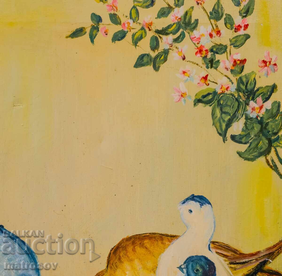 Μπόρις Τσάνοφ πίνακας ζωγραφικής με λάδι, τοπίο με πουλιά - 6