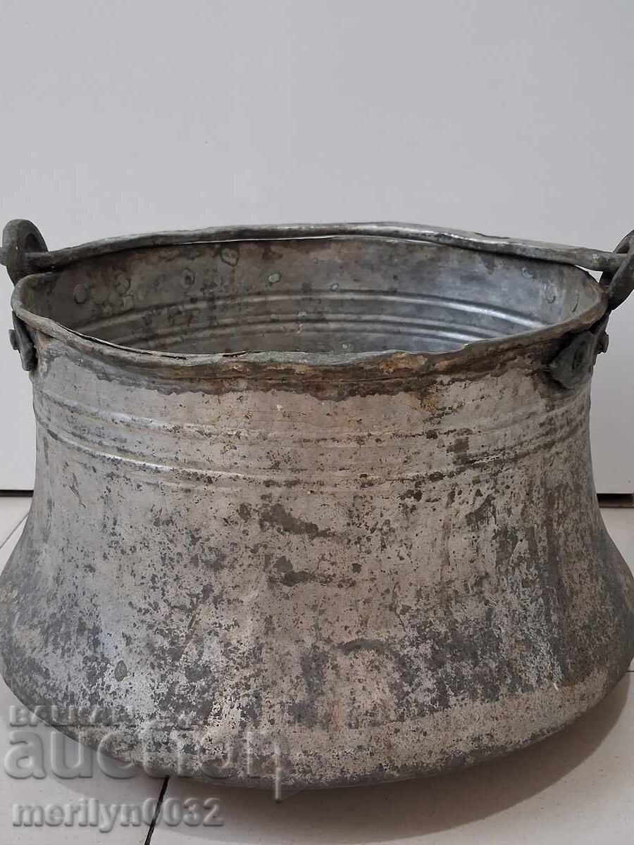 Калайдисан котел, бакър, водник, медник меден съд - 6