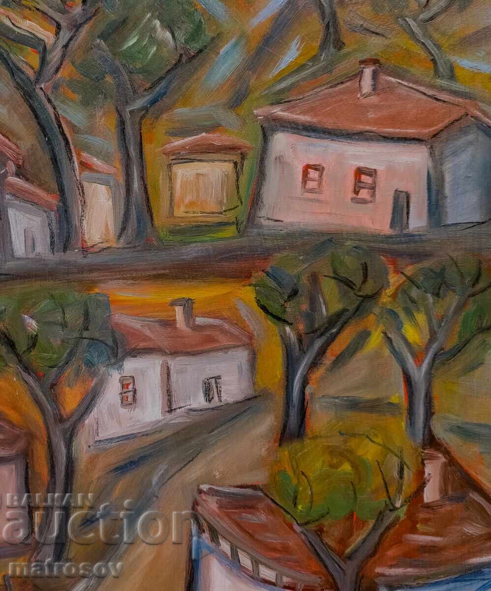 Δημοπρασία Πέταρ Ντόμουτσιεφ, ελαιογραφία, τοπίο με σπίτια
