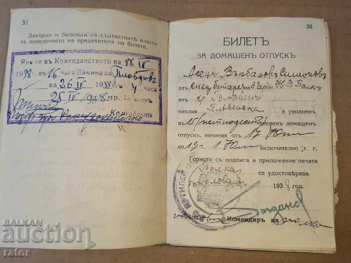 Военна книжка 1938 г Царство България - 5