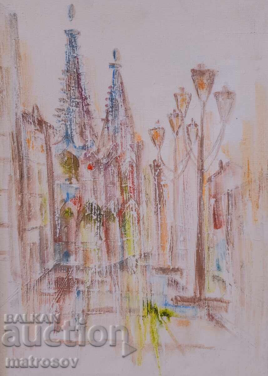 Auction  Venelin Petrov, oil painting, landscape "From Vienna" 97 (year)