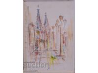 Venelin Petrov, tablou în ulei, peisaj "Din Viena" '97