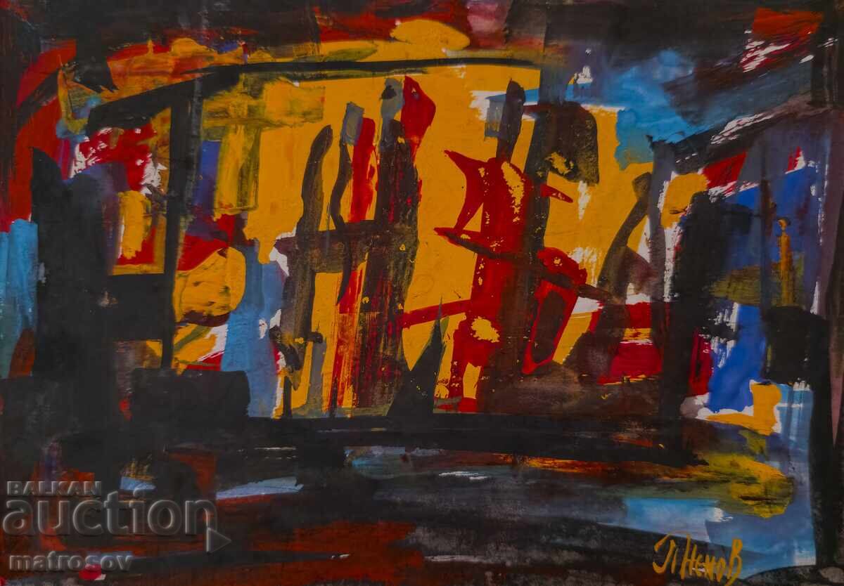 Peter Nenov, abstract landscape, tempera paints with price 180.00 BGN | € 92.03
