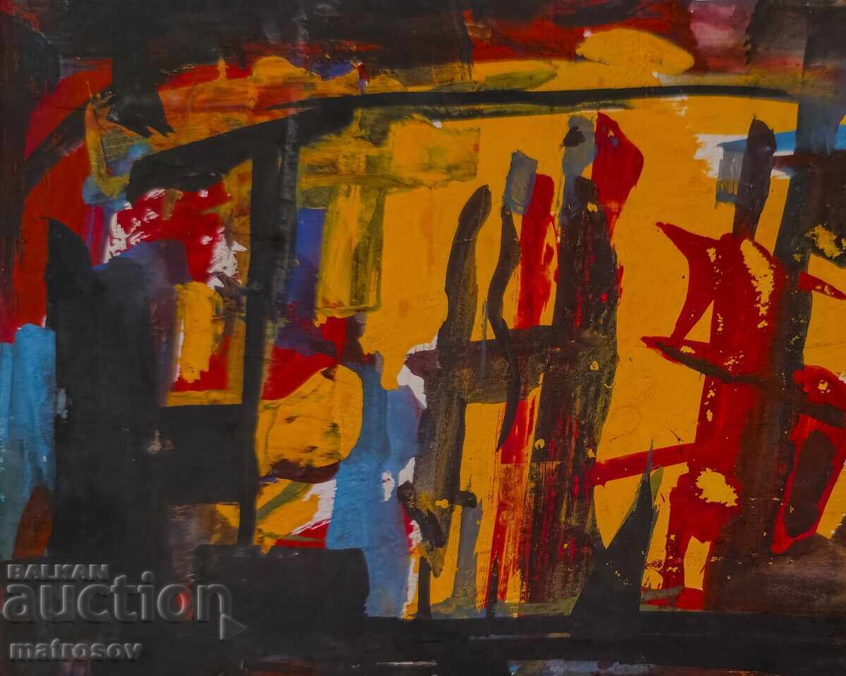 Auction  Peter Nenov, abstract landscape, tempera paints