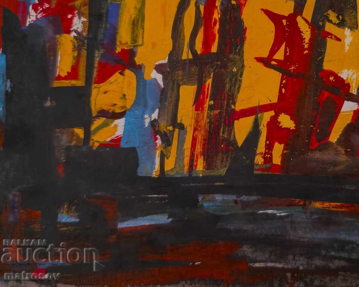 Delivery of Peter Nenov, abstract landscape, tempera paints