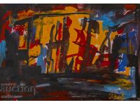 Peter Nenov, abstract landscape, tempera paints