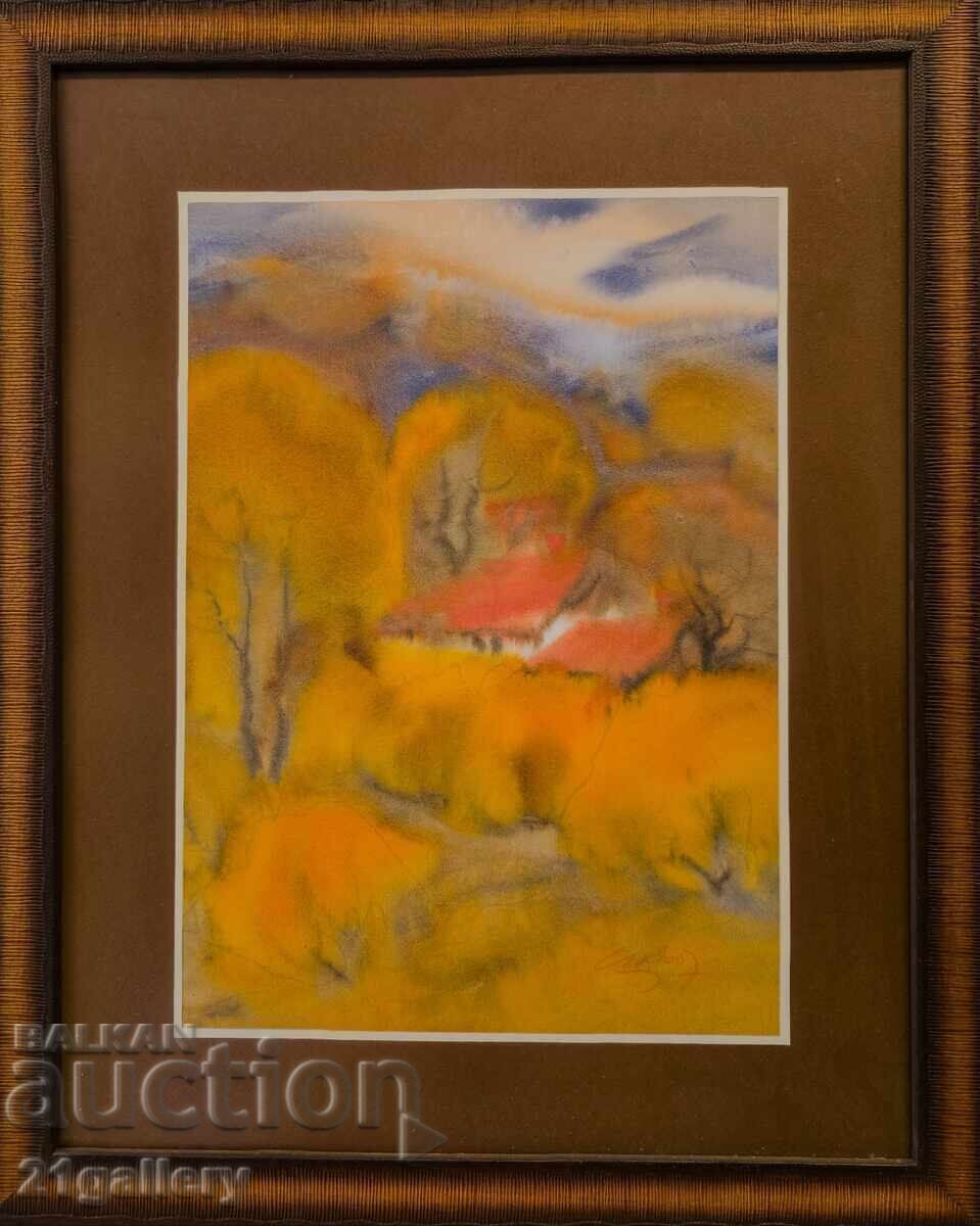 Sava Tsonovski /1925-/ Acuarelă peisaj 2007