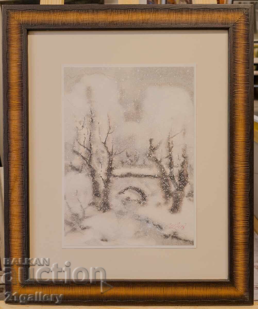 Sava Tsonovski /1925-/ Watercolor landscape 2008 with price 350.00 BGN | € 178.95
