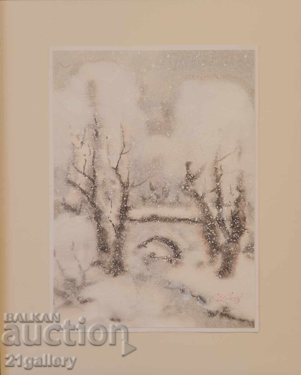 Auction  Sava Tsonovski /1925-/ Watercolor landscape 2008