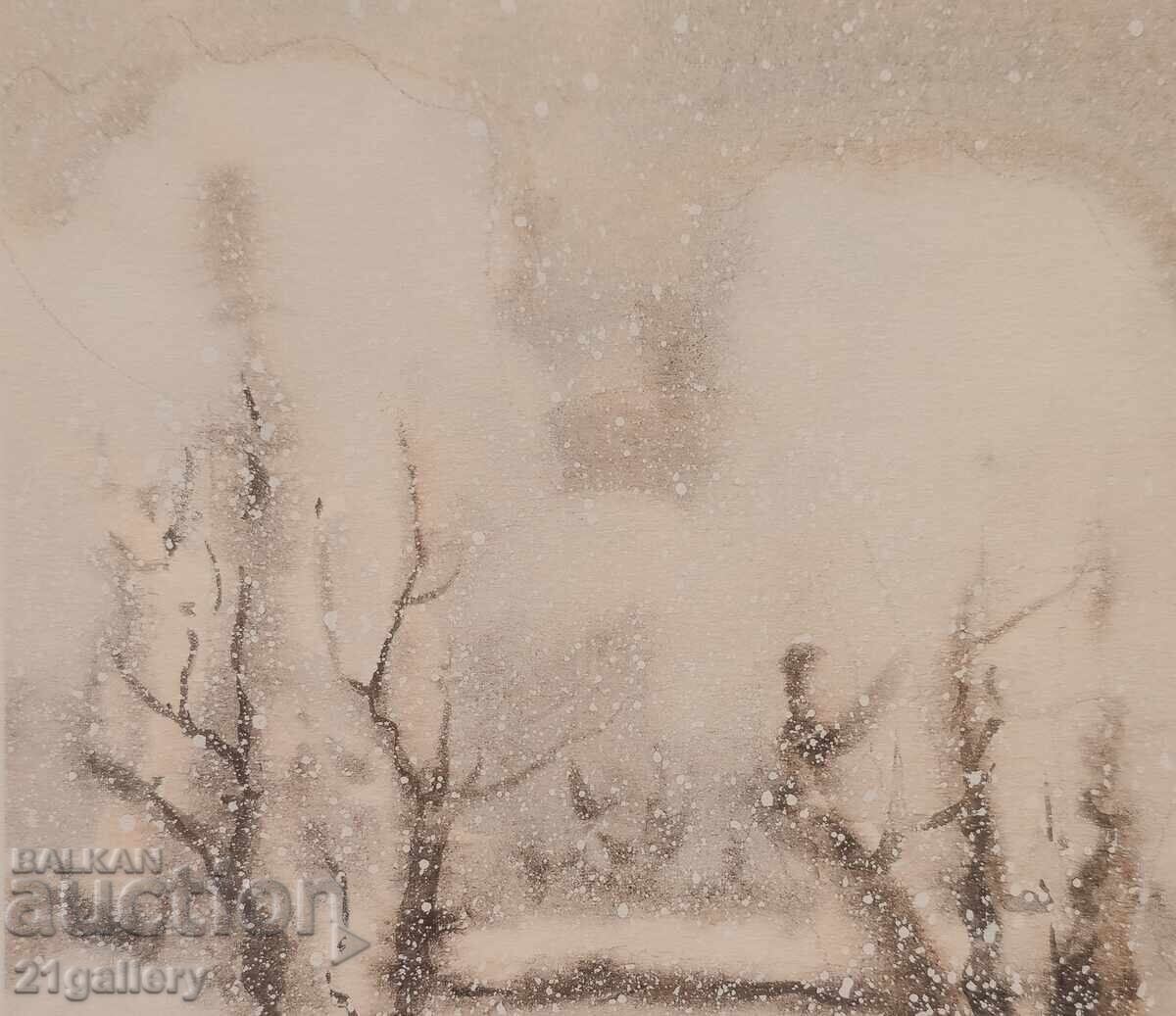 Sava Tsonovski /1925-/ Watercolor landscape 2008 - 5