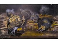 Gouache painting, figurative composition