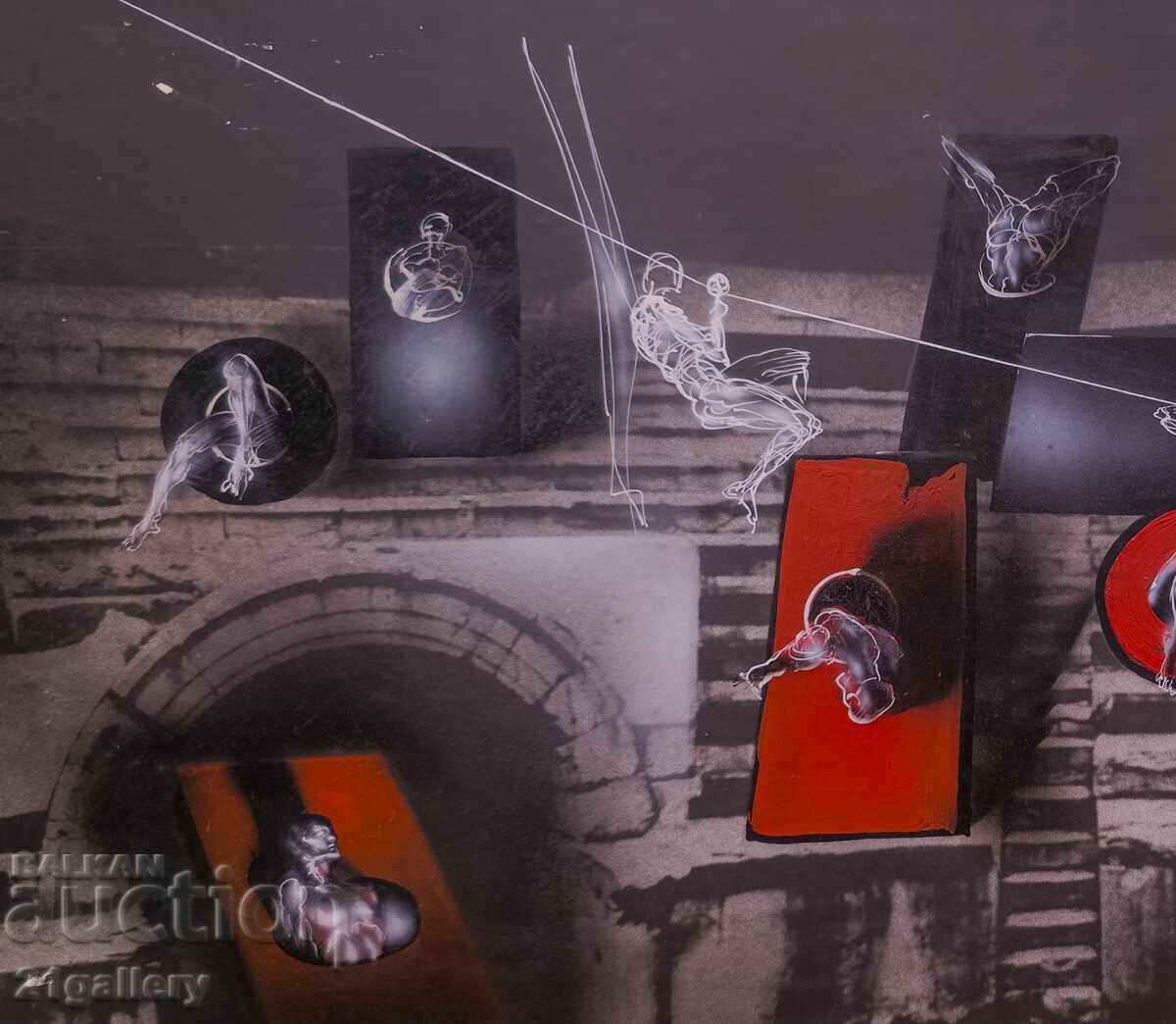 Έργο γκουάς, αφηρημένη εικονιστική σύνθεση με τιμή 1000.00 BGN | € 511.29