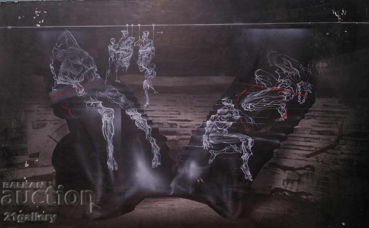 Έργο γκουάς, αφηρημένη εικονιστική σύνθεση με τιμή 1000.00 BGN | € 511.29