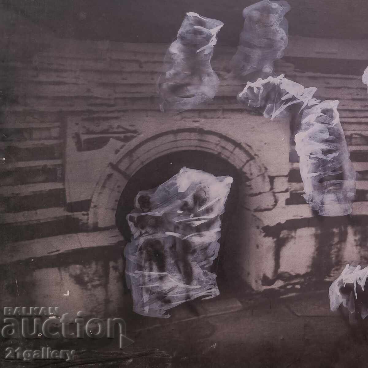 Delivery of Gouache painting, abstract figurative composition