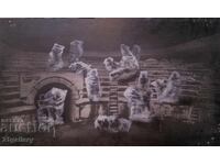 Gouache painting, abstract figurative composition