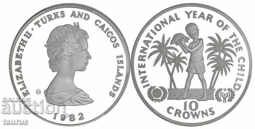 10 Crowns, Turks & Caicos, 1982, PCGS PR69DCAM, Silver